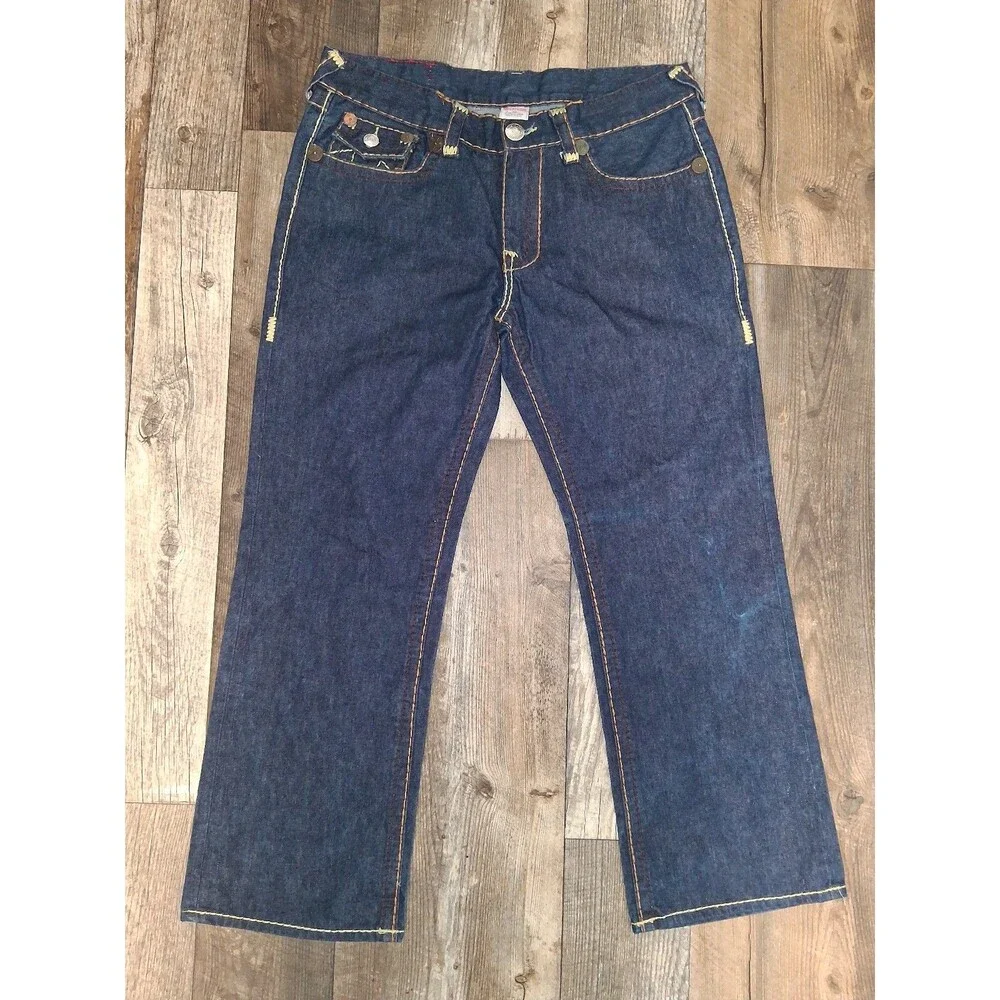 Men's True Religion Billy Super T Straight Leg Dark Wash Denim Jeans, 38x33
